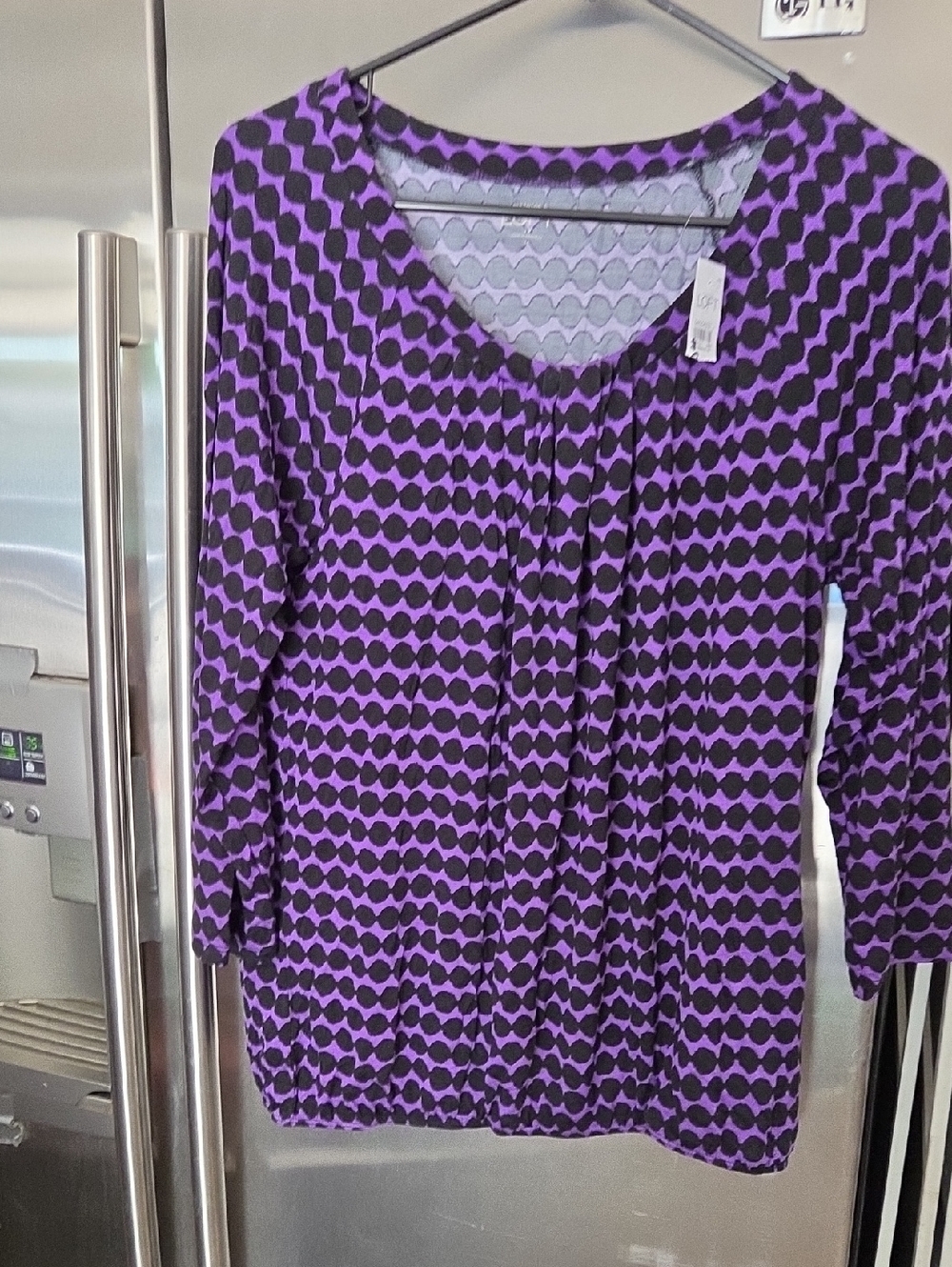 LOFT Purple and Black Wave-Print Top